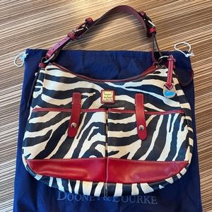 1990s Vintage Dooney And Bourke Zebra Print Genuine Leather Purse